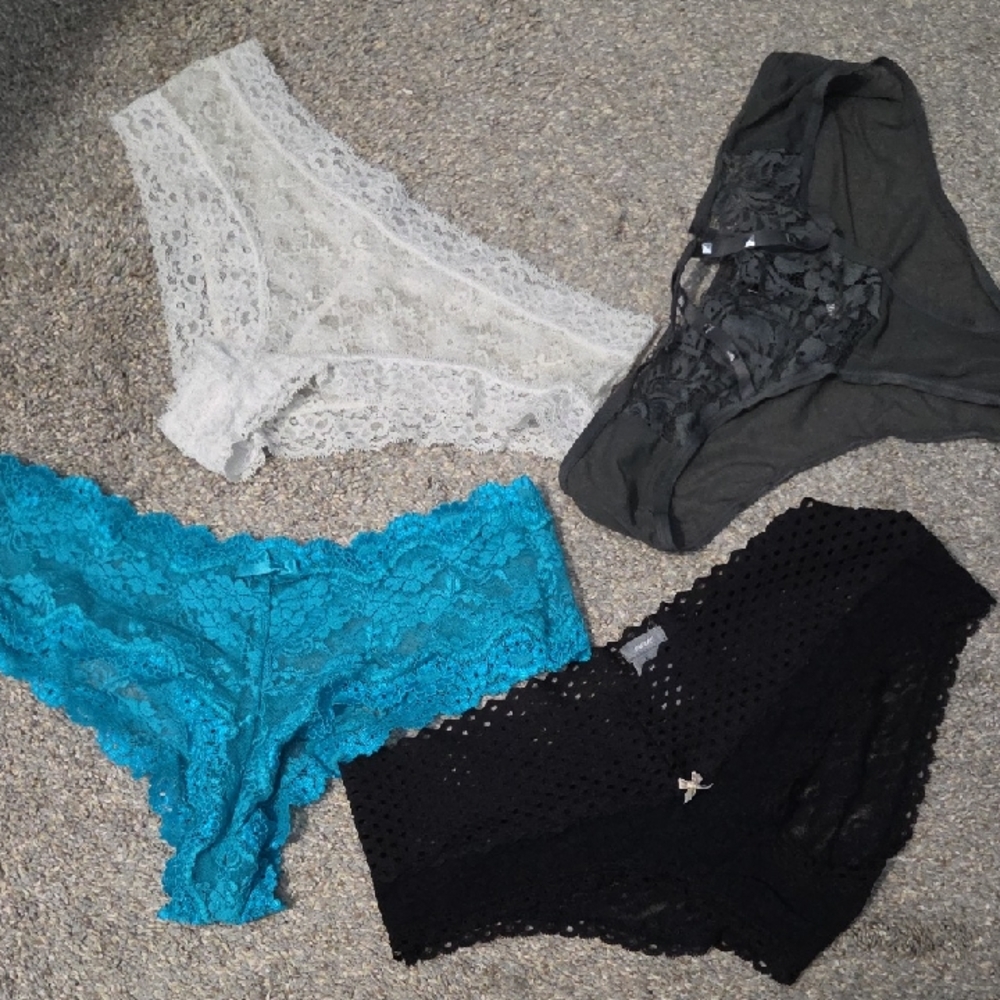 Aerie Lace Panty Collection - Black, Gray, White, Blue
